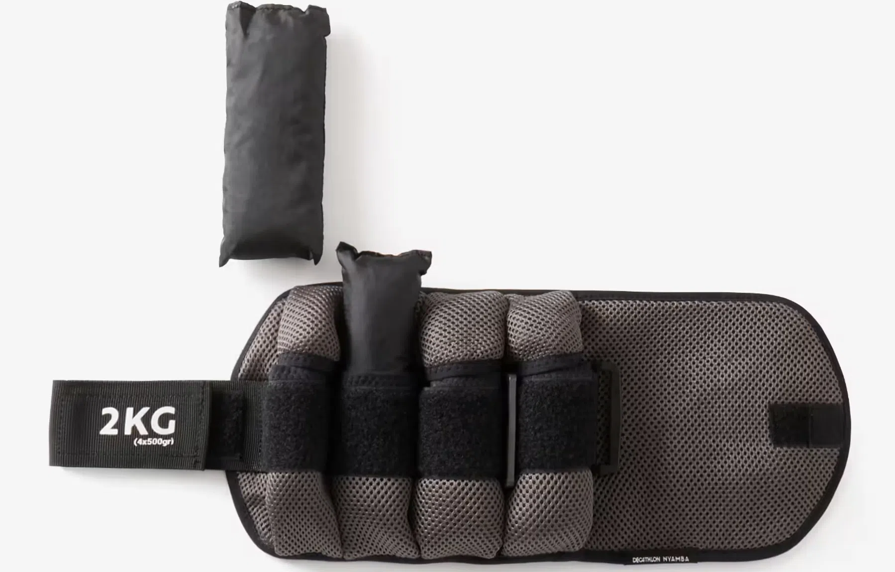 DOMYOS Enkel- en polsgewichten 2 x 2 kg aanpasbaar grijs